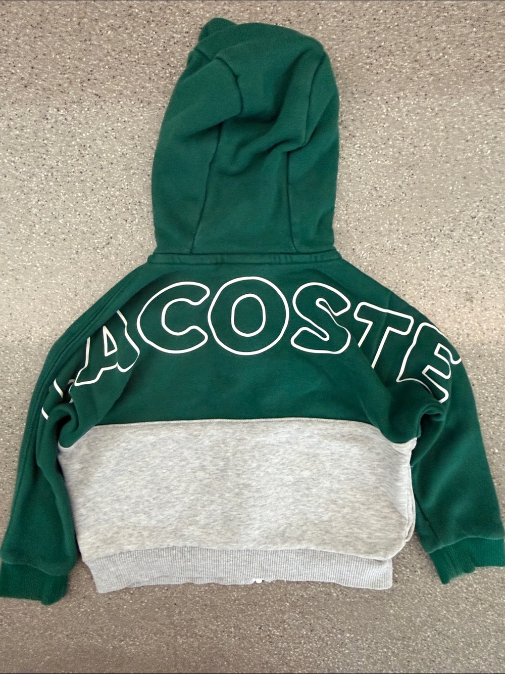 Lacoste Green and Light Gray Kids Colorblock Zip Hoodie - Picture 3 of 4
